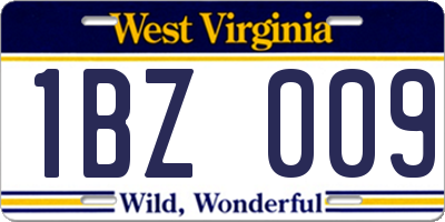 WV license plate 1BZ009