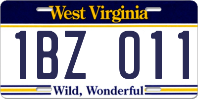WV license plate 1BZ011