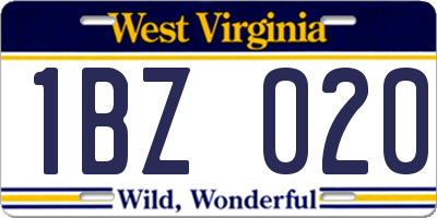 WV license plate 1BZ020