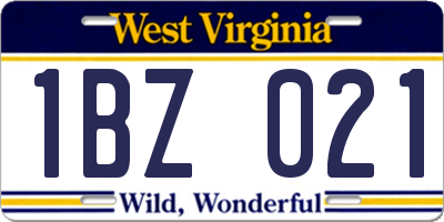 WV license plate 1BZ021