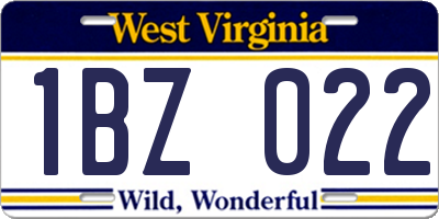 WV license plate 1BZ022