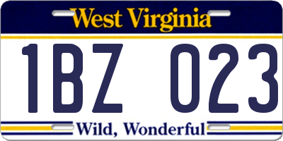 WV license plate 1BZ023