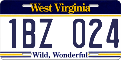 WV license plate 1BZ024