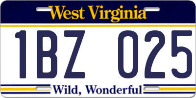 WV license plate 1BZ025