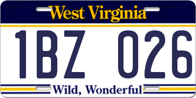 WV license plate 1BZ026
