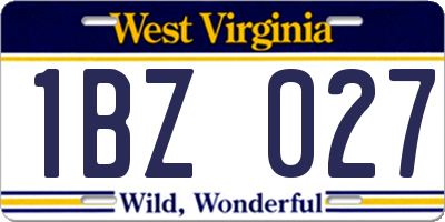 WV license plate 1BZ027