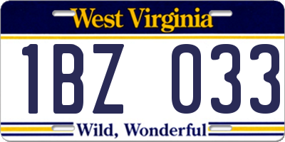 WV license plate 1BZ033