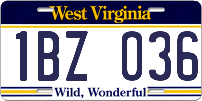 WV license plate 1BZ036