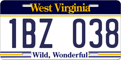 WV license plate 1BZ038