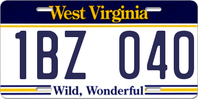 WV license plate 1BZ040