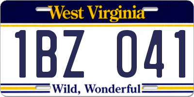 WV license plate 1BZ041