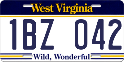 WV license plate 1BZ042