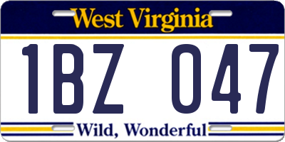 WV license plate 1BZ047