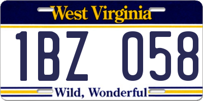WV license plate 1BZ058