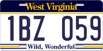 WV license plate 1BZ059