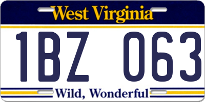 WV license plate 1BZ063