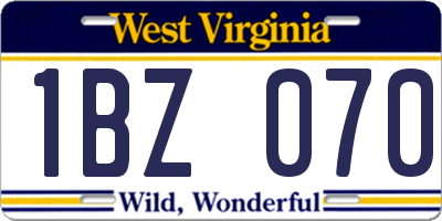 WV license plate 1BZ070
