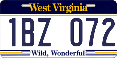 WV license plate 1BZ072