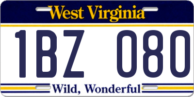 WV license plate 1BZ080