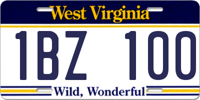 WV license plate 1BZ100