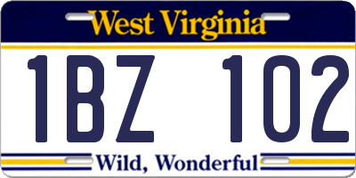 WV license plate 1BZ102