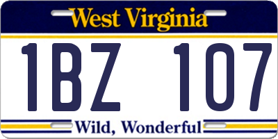 WV license plate 1BZ107
