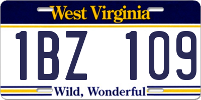 WV license plate 1BZ109