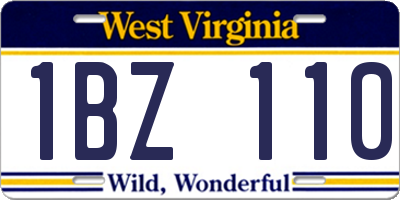 WV license plate 1BZ110