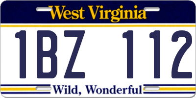 WV license plate 1BZ112