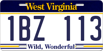 WV license plate 1BZ113