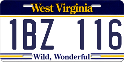 WV license plate 1BZ116