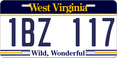 WV license plate 1BZ117