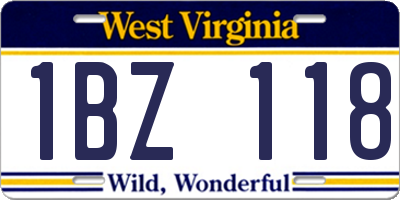 WV license plate 1BZ118