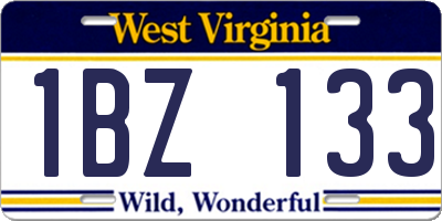 WV license plate 1BZ133