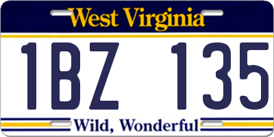 WV license plate 1BZ135