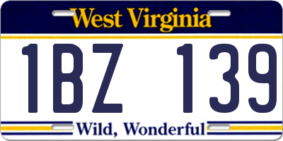 WV license plate 1BZ139