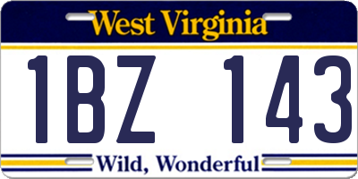 WV license plate 1BZ143