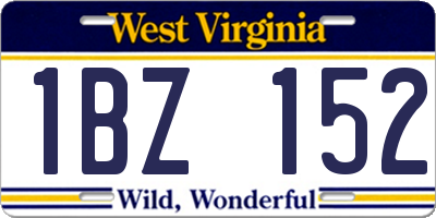 WV license plate 1BZ152