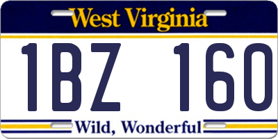 WV license plate 1BZ160