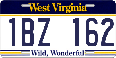 WV license plate 1BZ162