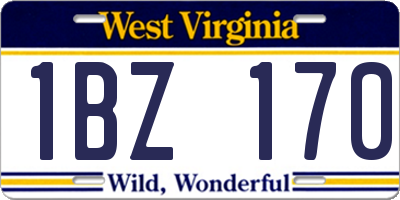 WV license plate 1BZ170