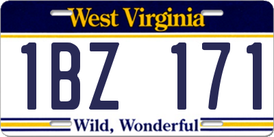 WV license plate 1BZ171