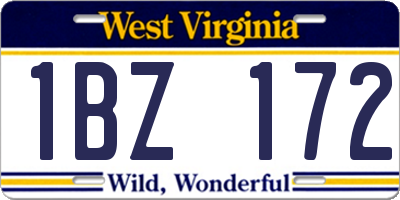 WV license plate 1BZ172