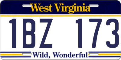 WV license plate 1BZ173