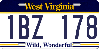 WV license plate 1BZ178