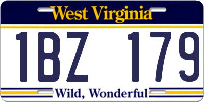 WV license plate 1BZ179