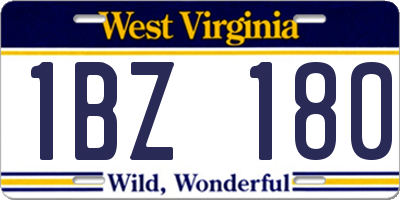 WV license plate 1BZ180