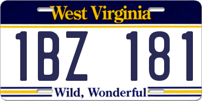 WV license plate 1BZ181