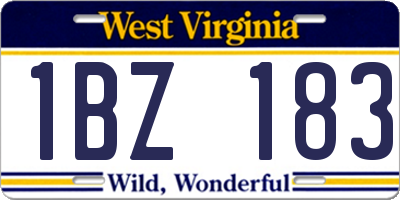 WV license plate 1BZ183