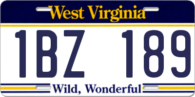 WV license plate 1BZ189